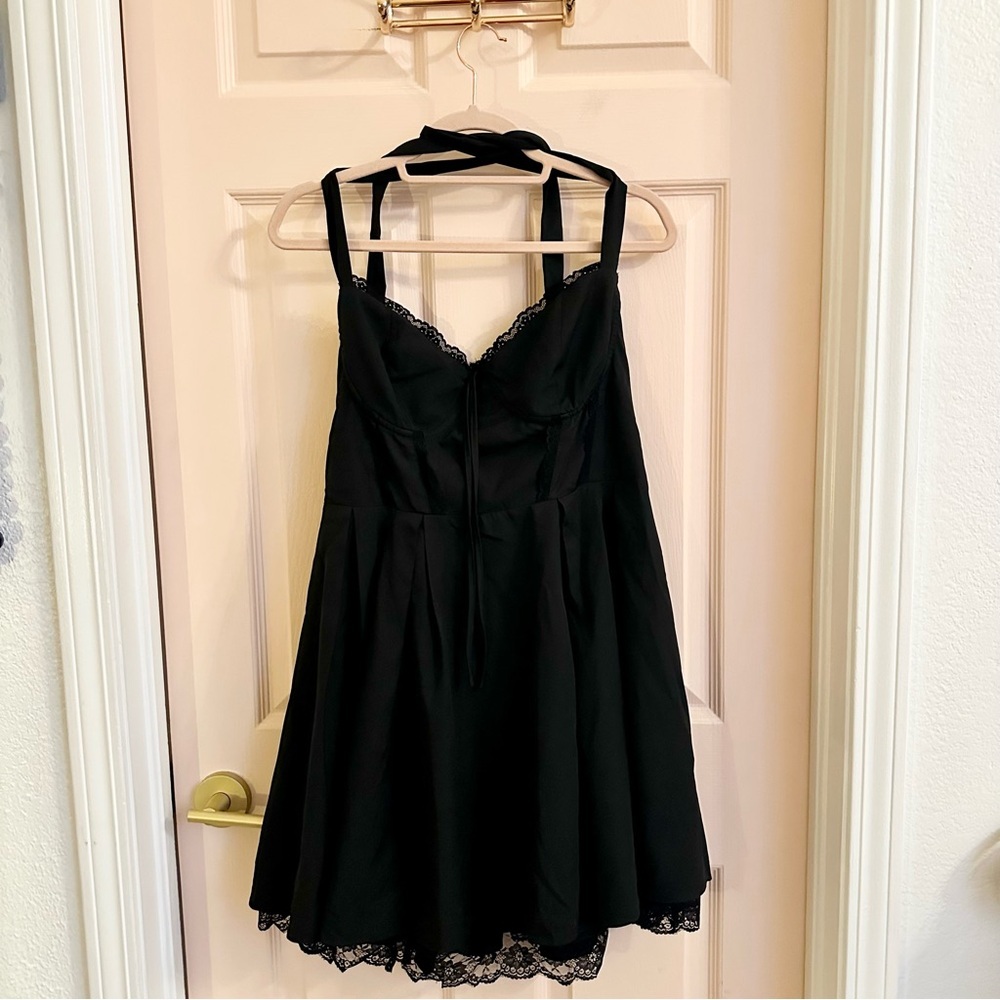 NWOT black halter dress